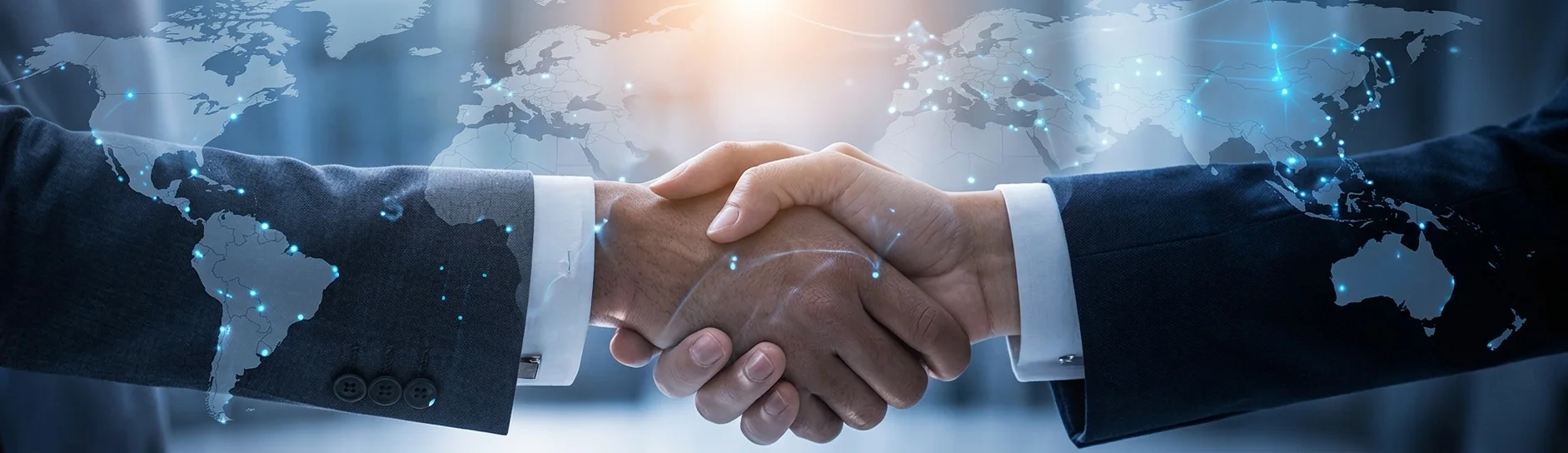 Business handshake representing global partnership